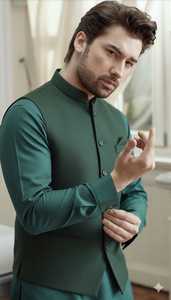 Gilet de mariage brodé pour homme – Gilet pakistanais sophistiqué – Vêtement ethnique formel – Occasion festive – Tailles et couleurs personnalisées - Product Image 6