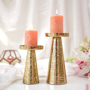 KRAFTERS Support de bougie cylindrique en fer martelé doré, durable, fait main, 2 couleurs, impression découpée, centre de table décoratif pour la maison - Product Image 5