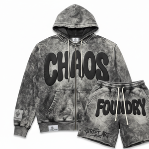 Ensemble short et sweat à capuche personnalisé pour homme, style streetwear estival, 100% coton French Terry, imprimé délavé à l'acide, séchage rapide, sérigraphié - Product Image 1
