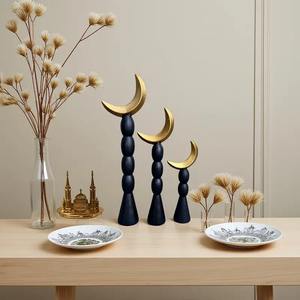 Ornement de luxe en bois en forme de croissant de lune et d'étoile, nouveau design, cadeau du Ramadan, décoration pour l'Aïd. - Product Image 5