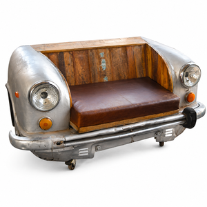 Canapé moderne en forme de capot de voiture rouge avec assise en cuir PU noir, pieds en bois massif, mobilier de salon inspiré de l'automobile rétro, unique - Product Image 2