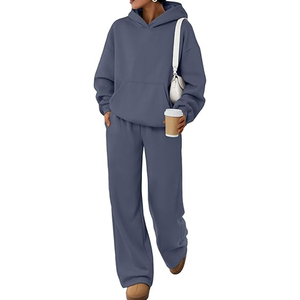 Women Modern Casual Tracksuit Hooded Pullover and <b>Elastic</b> Waist Sweatpants - Product Image 1