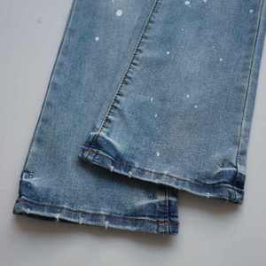 Vaqueros acampanados de cintura alta para hombre, de algodón ecológico, con lavado a la piedra, efecto desgastado, cierre de botones, estilo casual de otoño - Product Image 4