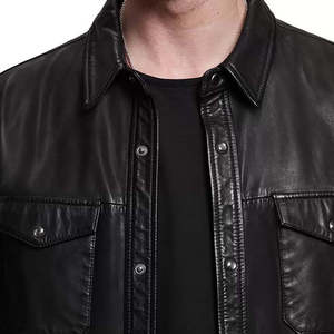 Chemise en cuir véritable pour homme de qualité supérieure, décontractée, à manches longues, satinée, pour la saison printanière - Product Image 5