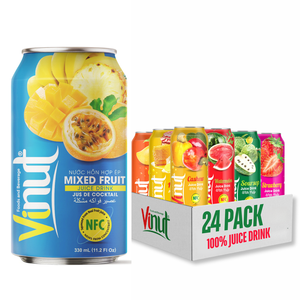 Mezcla de frutas 330ml Bebida de jugo 24 latas lata de cartón Sin azúcar OEM ODM Etiqueta privada Muestra gratis Precio de fábrica Premium - Product Image 1