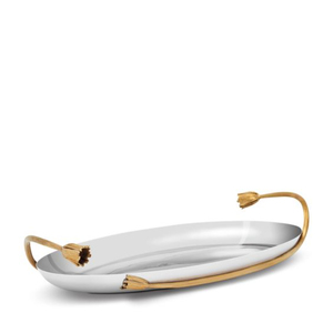 New Latest Design Silver Rectangle <b>Tray</b> With Gold Leaf Accents Tableware Food <b>Snacks</b> Serving <b>Tray</b> For Hotel Restaurant Supplies - Product Image 5