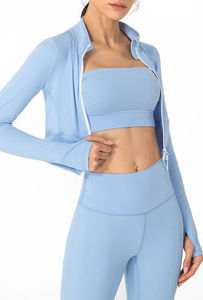 Women's Yoga Set Zip-up Long Sleeve Top Jacket <b>Trousers</b> Solid Pattern <b>Four</b>-Way Stretch Breathable Spandex/Nylon <b>Plus</b> Size - Product Image 2