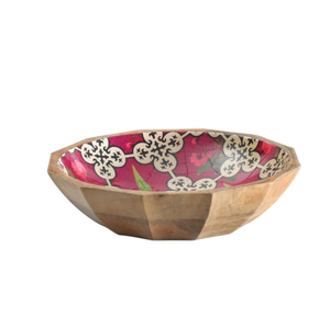 Ensemble de 3 bols à trempette artisanaux en bois de manguier avec revêtement émaillé multicolore et plateau de service pour la maison moderne - Product Image 2