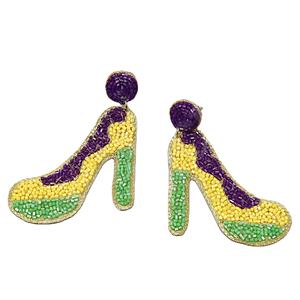 ต่างหูรูปปราสาทประดับลูกปัดสีทองสีม่วงสีเขียวสำหรับเทศกาลเฉลิมฉลองขบวนพาเหรดสำหรับเด็กผู้หญิง - Product Image 2