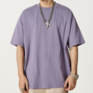 เสื้อยืดคอกลมแขนสั้นผู้ชาย ผ้าฝ้าย 100% สีพื้น ทรงลำลอง ความยาวปกติ ผ้าถักย้อมสีเรียบ - Product Image 2