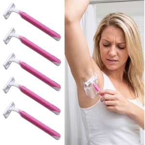 6 2Pcs <b>Women</b> Disposable <b>Razors</b> Three Blade Shaving <b>Razor</b> Pink Stainless Steel <b>Women</b> Disposable Pink stainless steel <b>razor</b> - Product Image 5
