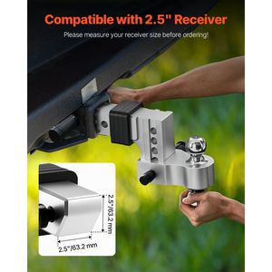 Support de boule d'attelage réglable robuste de 4 pouces pour récepteur de 2,5 pouces en alliage d'aluminium, 2ème version - Product Image 3