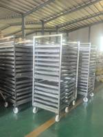Industriële zware roestvrijstalen multi-laagse mobiele dienbladwagen voor voedselverwerkingsbedrijven slachthuizen