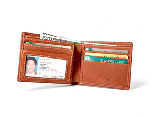 [En Stock] [Precio de Venta al Público] Cartera de Cuero Bifold para Hombre Castello con Protección RFID, Cuero Nubuck Genuino, Negro, Marrón, Marrón Claro - Product Image 6