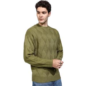 Jersey de invierno de manga larga para hombre con logotipo personalizado, suéter de punto con cuello redondo, ropa con patrón sólido, prendas de punto de invierno - Product Image 2