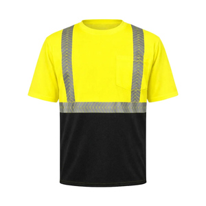 Vêtements de travail pour hommes, 100% coton, vente en gros, vêtements à haute visibilité, chemises réfléchissantes, chemise de sécurité à manches courtes - Product Image 1