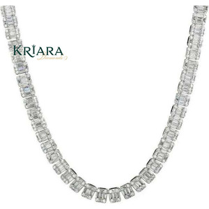 Men's S925 <b>Silver</b> Moissanite Tennis <b>Chain</b> Necklace Rhodium Plated Baguette Cut <b>Snake</b> <b>Chain</b> Luxury Everyday Wear - Product Image 5