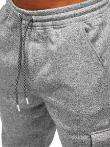 Men Heavyweight Casual High Waist Waterproof Windproof Breathable Quick Dry Winter Sweatpants Pleated Front <b>Drawstring</b> Closure - Product Image 5