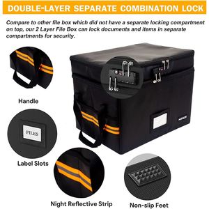 Upgraded 2-Layer Water-Resistant Portable Collapsible Storage Cabinet Fireproof Document <b>File</b> <b>Box</b> Lock for <b>File</b> Folders - Product Image 3