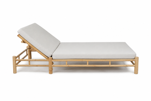 Wholesale Bamboo Sunbed Adjustable Back Foldable Lounger Natural Solid <b>Frame</b> Comfortable Outdoor Indoor Relaxing Bed for Hotel - Product Image 2