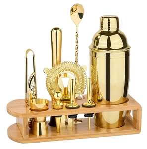 Juego de herramientas portátiles de acero inoxidable para barman con soporte de madera para fiestas, juego completo de herramientas para barra de cócteles - Product Image 6