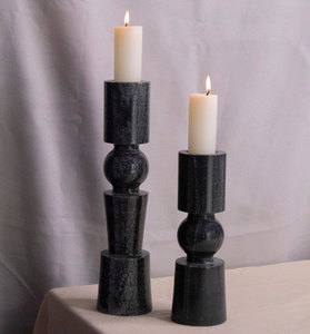 Portavelas geométrico de mármol negro, decoración de escritorio, artesanía moderna para sala de estar, 2 piezas a precio razonable - Product Image 1