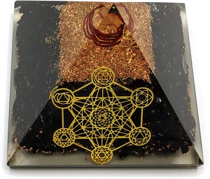 Shungite-Pirámide de orgonita con 7 Chakras, cuadrícula de cubo de Metatron para protección EMF - Product Image 2