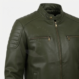Blouson matelassé en cuir pour homme, col montant, fermeture éclair, chaud et rembourré pour l'hiver 2026 – Vente en gros - Product Image 5