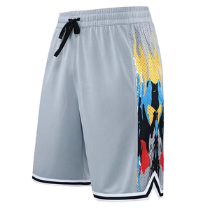 Men's Black Mesh Basketball Shorts With Colorful Print Drawstring Closure Breathable Regular Fit Summer Sportwear - Product Image 6