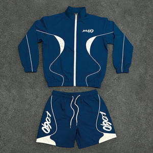 Custom Outdoor Spring <b>Summer</b> Windproof Shorts Set Men's Casual <b>Lightweight</b> <b>Jacket</b> Tracksuit Short Windbreaker Set Men - Product Image 1