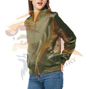 Eco Friendly Breathable Quilted Satin Bomber <b>Jacket</b> For <b>Ladies</b> Solid Color Long Sleeve Zipper Up Windproof Satin <b>Jacket</b> - Product Image 3