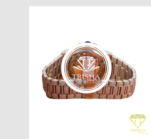 Reloj de Diseño en Oro Rosa con Brillantes Detalles de Diamantes Moissanite y un Atractivo de Lujo Exclusivo - Product Image 4