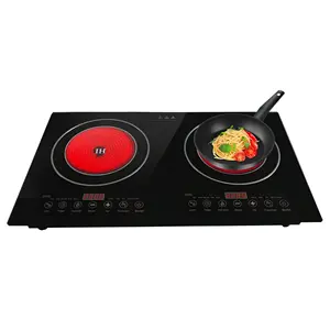 OEM 4400W multifunción barbacoa halógeno dos encimera diseño duradero cocina de cerámica infrarroja