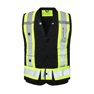 Reflective Vest <b>Night</b> Safety Construction Road Work Vest Construction Hi Vis Clothing Reflective Safety Vest with Pockets OEM - Product Image 1