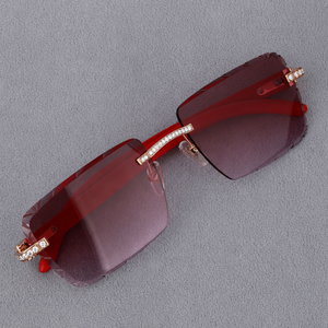 Gafas de Sol de Diseño de Lujo con Lentes Rojas y Diamantes Moissanite de Alta Calidad para Hombre y Mujer, Venta al Por Mayor - Product Image 4