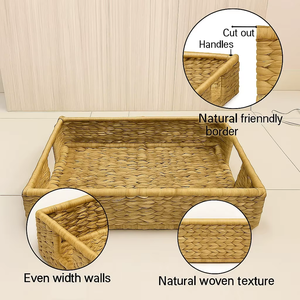 Hot Selling Woven Decorative Serving Tray Elegant Dining Rustic Home Kitchen <b>Table</b> Centerpiece Display Basket - Product Image 5