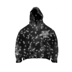 Sweat à capuche oversize pour homme en coton premium tricoté avec intérieur polaire brossé, impression personnalisée en relief sur le devant, anti-rétrécissement, écologique - Product Image 1