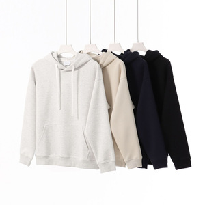 Sweat-shirt à capuche pour homme, couleur unie, décontracté, pour l'automne, 100% coton, tissu molletonné français, manches longues - Product Image 3