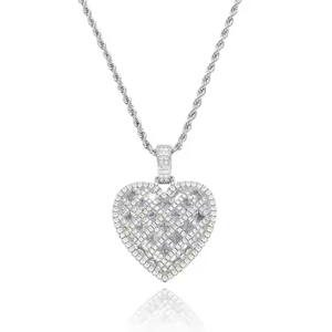 Collier pendentif cœur Vintel en moissanite, argent 925 plaqué or, chaîne à maillons, bijoux tendance, cadeau pour femme - Anniversaire - Product Image 1