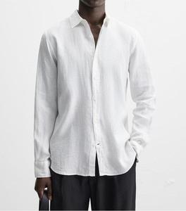 Men Cotton <b>Linen</b> Classic Shirts Spring Autumn Solid Color Long Sleeve Men's Tops Custom Logo Classic Men's <b>Linen</b> Shirt - Product Image 1
