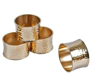 Anneau de serviette moderne et élégant en laiton, finition dorée, durable, écologique, en stock, personnalisable, pour vaisselle de mariage et de dîner - Product Image 1