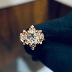 Luxury Round Shape Lab Grown Diamond <b>Ring</b> In <b>925</b> Sterling <b>Silver</b> Elegant Vintage Inspired Bridal Jewelry - Product Image 1
