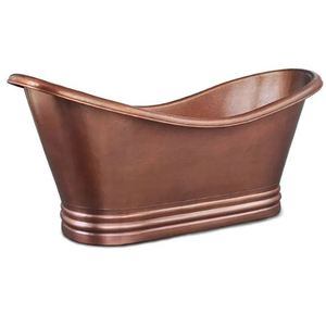Freestanding Copper <b>Bathtub</b> Oval <b>Metal</b> Handmade Luxury Soaking Industrial Bath Barrel for Bathroom Home Villa - Product Image 4