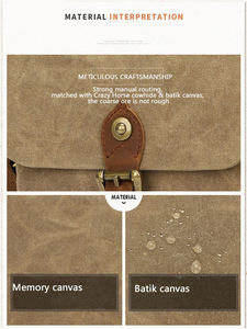 Sac à appareil photo en toile de cuir de qualité supérieure, étanche, antichoc, avec fermeture éclair, sac messager de voyage pour photographie DSLR SLR LCCB-0021 - Product Image 4