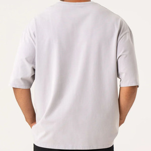 T-shirt à manches courtes pour homme, gris, col rond, 100% coton jersey, coupe classique, avec impression de lettres, style décontracté - Product Image 3
