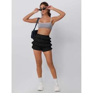 Trendy 2025 Queen Womens Ruffle Shorts Hollow Crochet Bloomers Summer Vacation Beach Fashion Lolita Ropa para adolescentes Spandex - Product Image 3