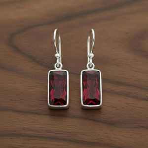 Pendientes colgantes de plata de ley con granate, piedra de nacimiento de enero, joyería de piedras preciosas finas para mujer, regalo - Product Image 1