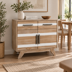 Aparador de Pino Macizo con 2 Cajones, Mueble Rústico para Comedor, Acabado en Madera Natural, Amplio Espacio de Almacenamiento - Product Image 6