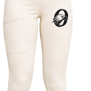 Leggings d'équitation pour femmes personnalisés, taille haute, blancs, extensibles, avec poche avant en tissu texturé - Product Image 3