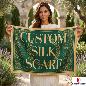 Foulard carré de luxe imprimé sur mesure effet soie, châle, fabricant de tissus textiles OEM ODM, fournisseur exportateur Europe - Product Image 5